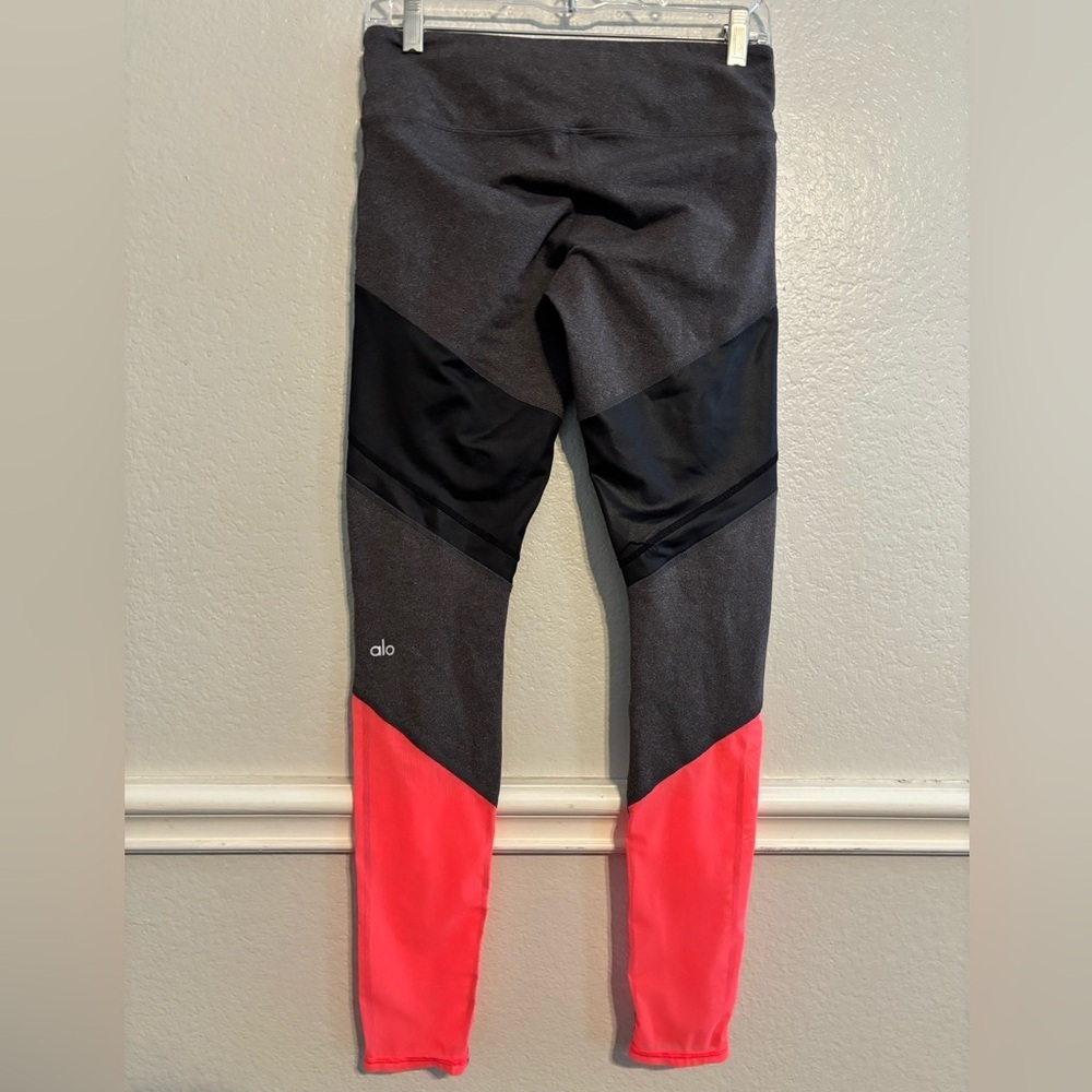 ALO Sheila Mid-Rise Colorblock Leggings Stretch Elastic Waist Gray-Orange Size M - Picture 7 of 7